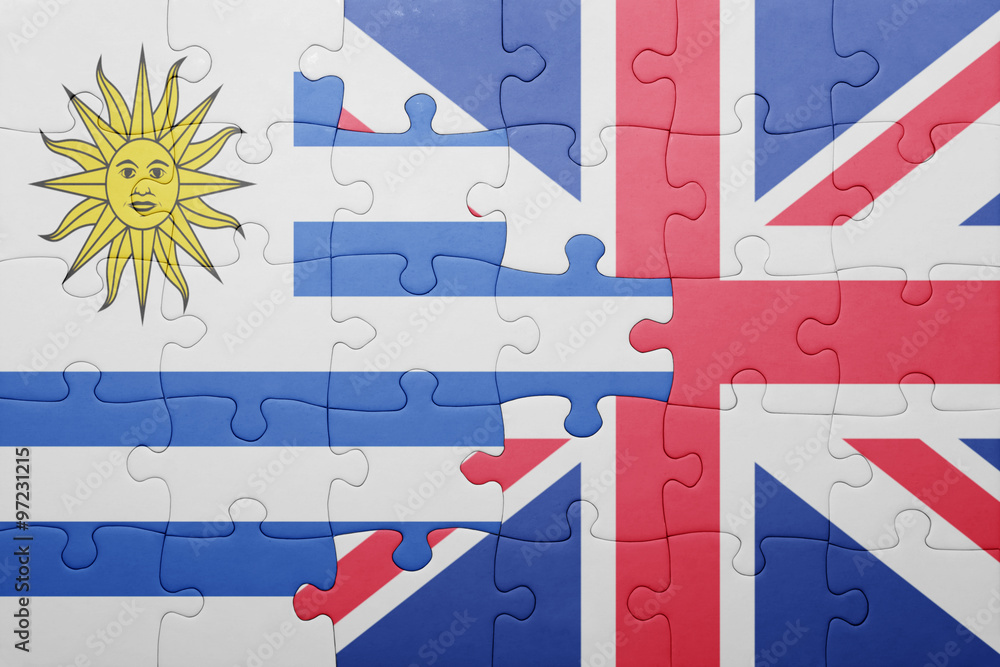 puzzle with the national flag of great britain and uruguay puzzle with the national flag of great britain and uruguay