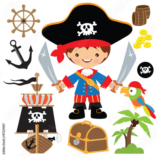 Cute pirate captain vector illustration