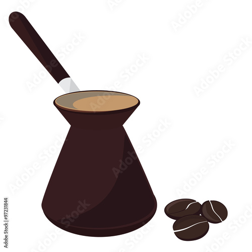 Coffee pot and beans