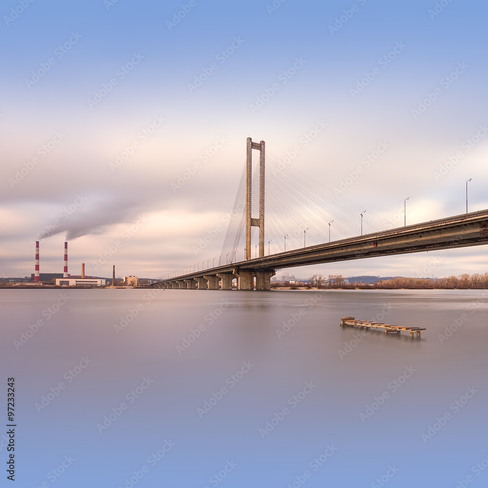 South bridge in the morning Kiev city. Ukraine. South bridge in the morning Kiev city. Ukraine.