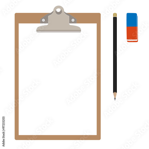 Clipboard with pencil and eraser