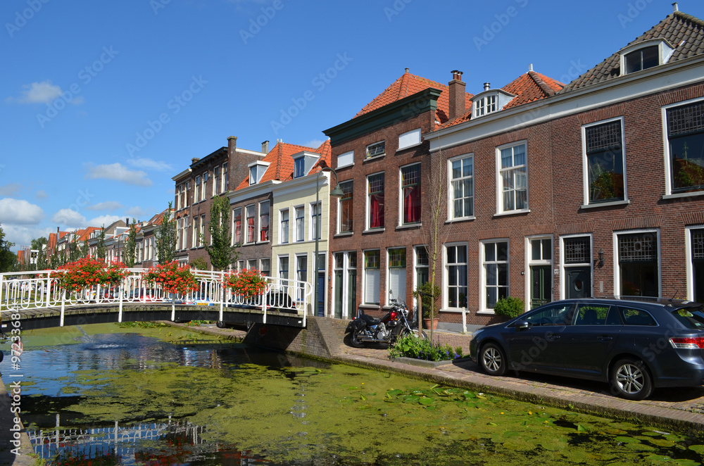 Bridge over channel in Dutch city of Delft