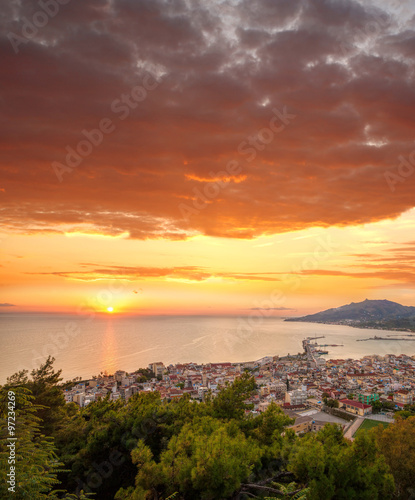 Zante town during sunrise on Zakynthos island in Greece