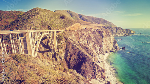 Vintage toned picture of the Pacific Coast Highway, USA.
