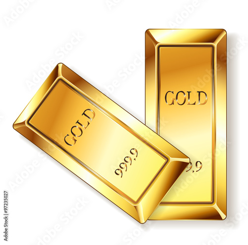 golden bars on white. vector