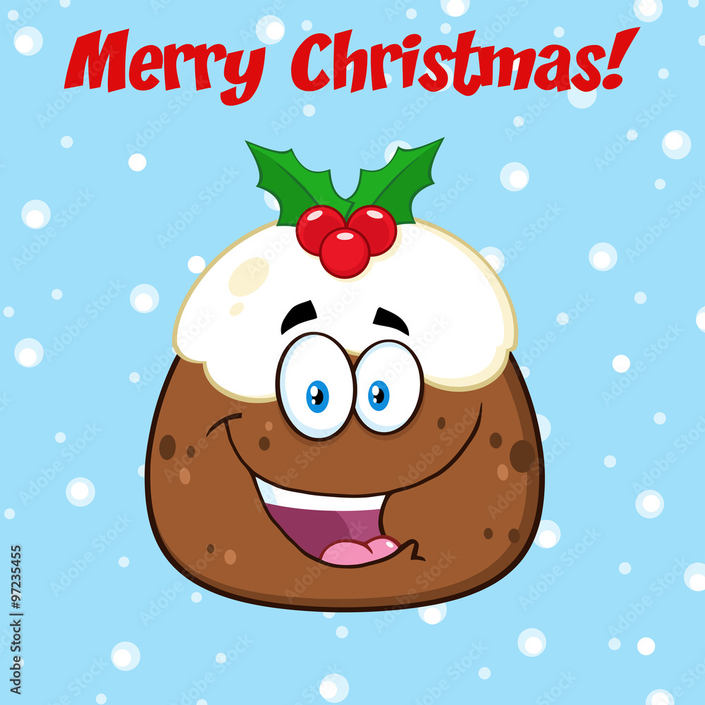 Happy Christmas Pudding Cartoon Character Happy Christmas Pudding Cartoon Character