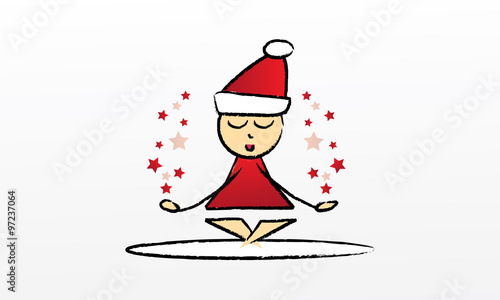 Yoga mignon Noël - Étoiles rouge fond clair