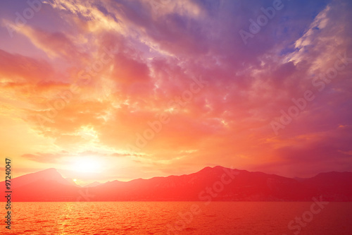 Garda lake at sunset