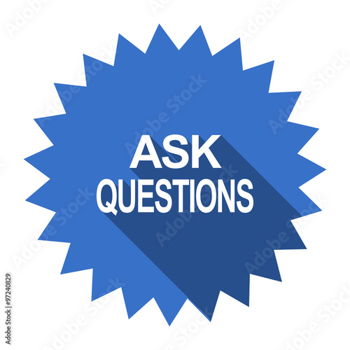 ask questions blue flat icon