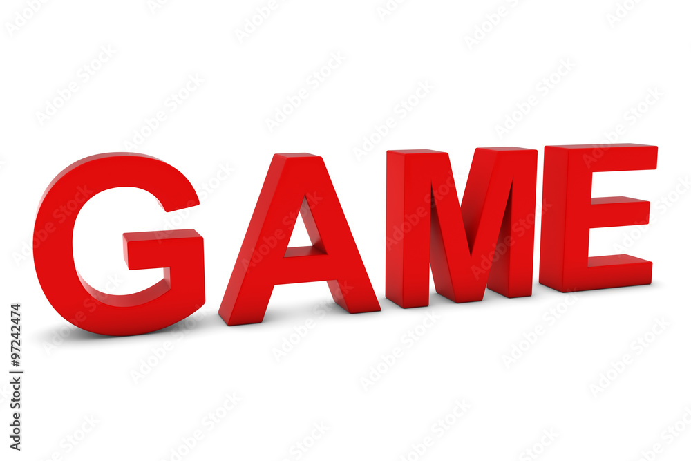 GAME Red 3D Text Isolated on White with Shadows