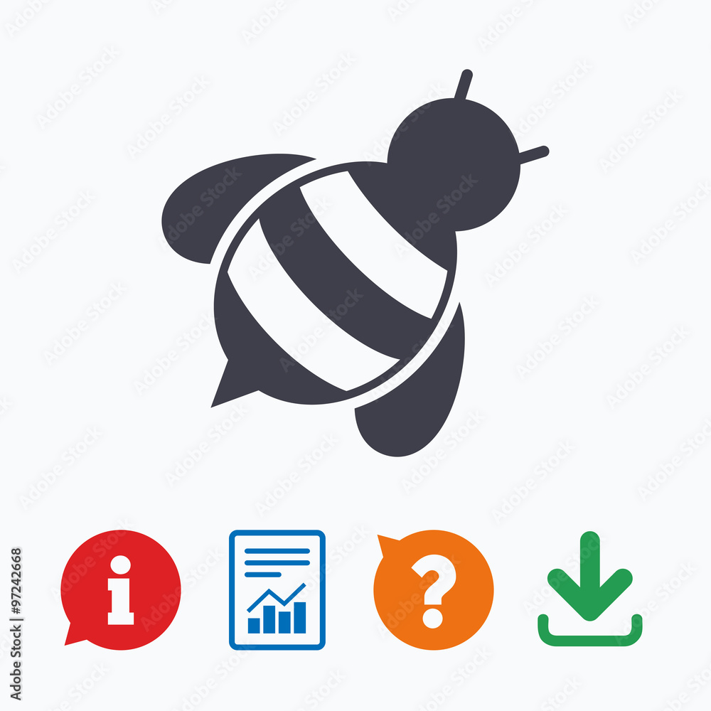 Bee sign icon. Honeybee or apis symbol. Bee sign icon. Honeybee or apis symbol.