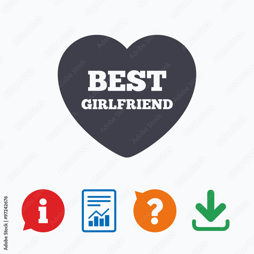 Best girlfriend sign icon. Heart love symbol. Best girlfriend sign icon. Heart love symbol.