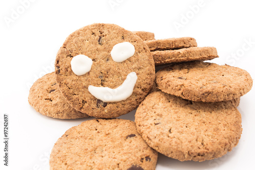 Smiley on whole wheat biscuits
