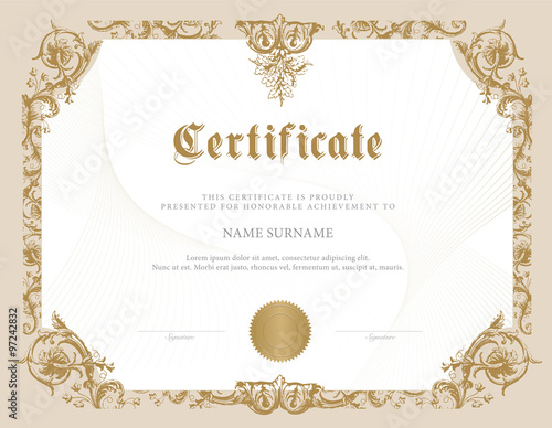 Certificate, Diploma of completion, vector design template 