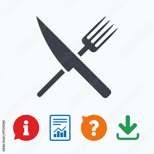 Food sign icon. Cutlery symbol. Knife and fork.