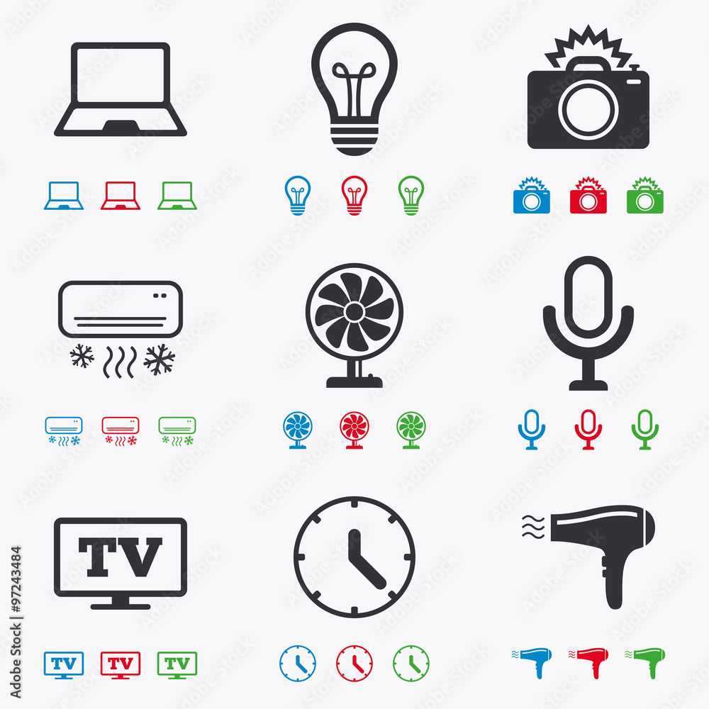 Home appliances, device icons. Air conditioning. Home appliances, device icons. Air conditioning.