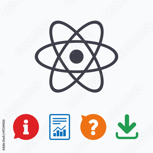 Atom sign icon. Atom part symbol.