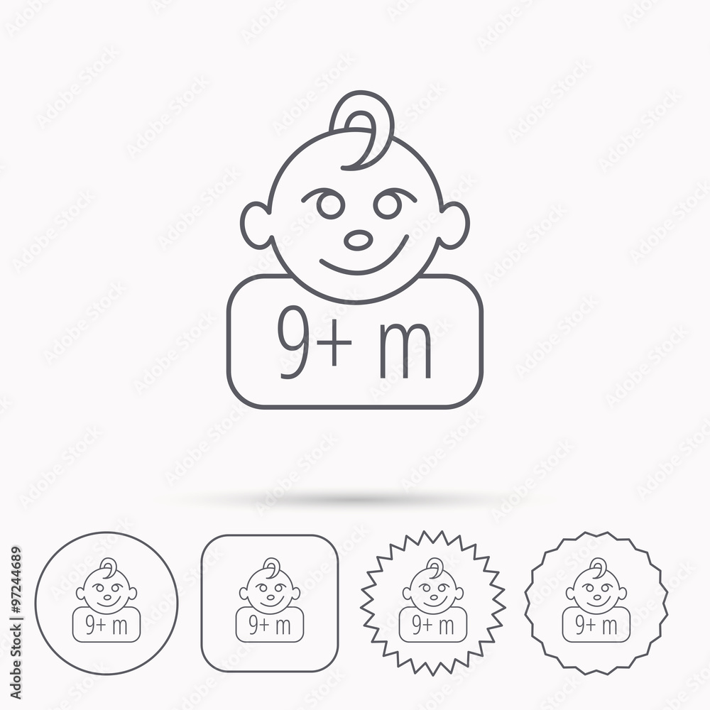 Baby face icon. Newborn child sign.