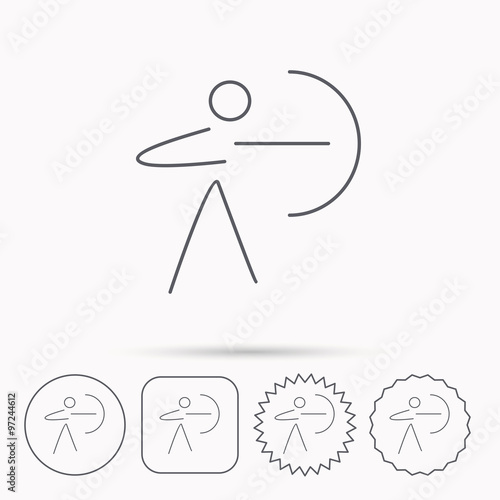 Archery sport icon. Archer with longbow sign.