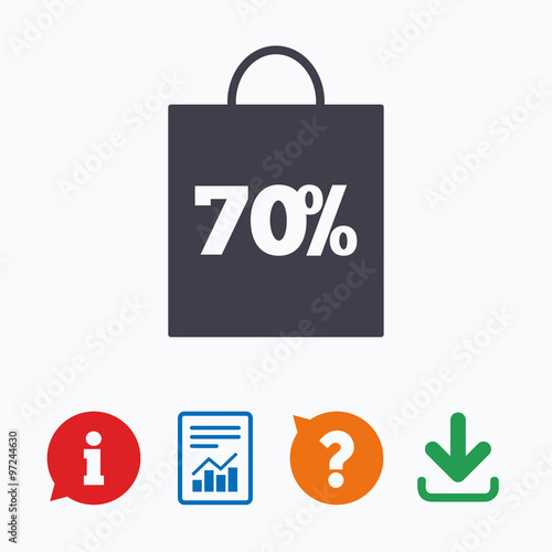 70 percent sale bag tag sign icon.