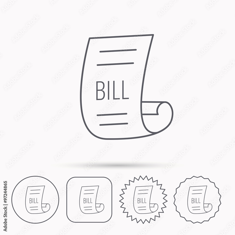 Bill icon. Pay document sign. Bill icon. Pay document sign.