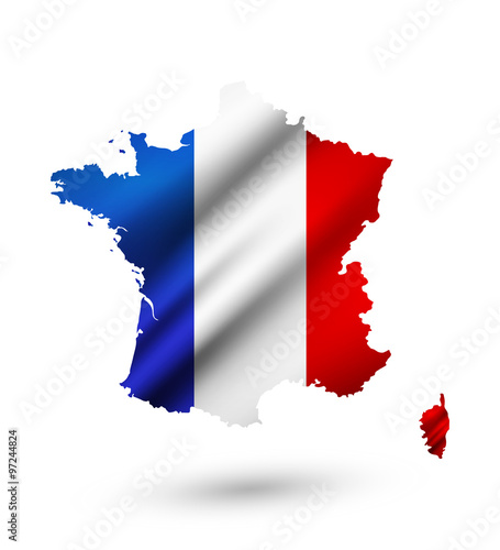 France Map with Waving Flag overlay on it #97244824