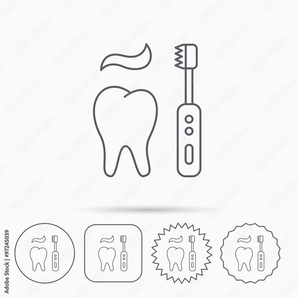 Brushing teeth icon. Electric toothbrush sign. Brushing teeth icon. Electric toothbrush sign.