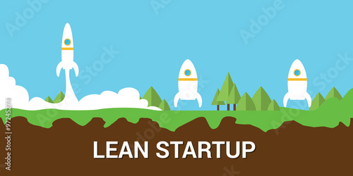 lean startup concept with lean and fat rocket illustration