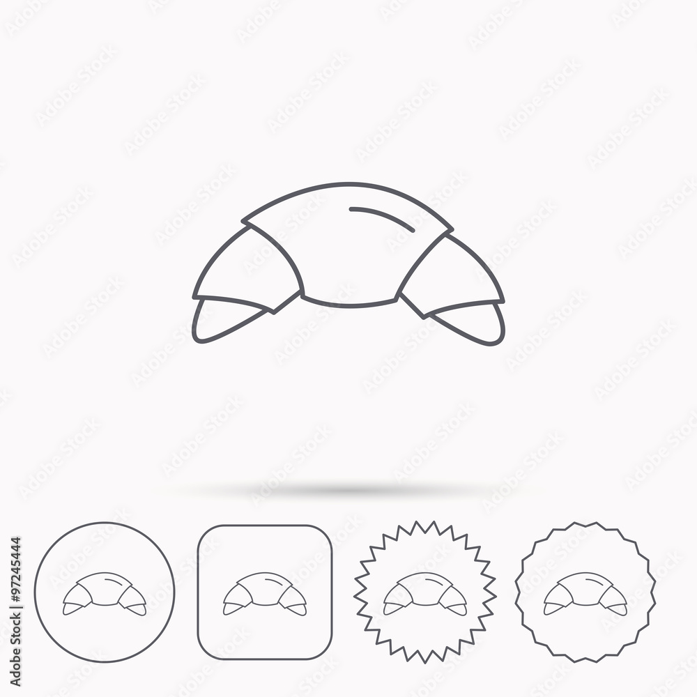 Obraz premium Croissant icon. Bread bun sign.
