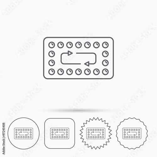 Contraception pills icon. Pharmacology drugs.
