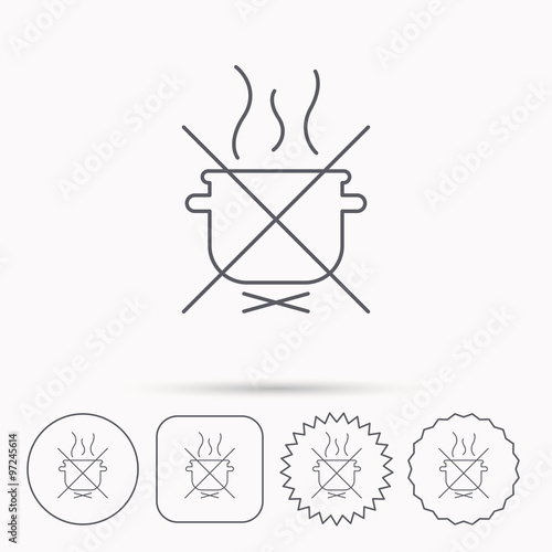 Boiling saucepan icon. Do not boil water sign.