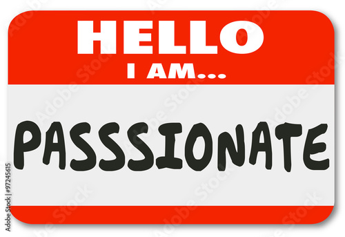 Hello I Am Passionate Words Nametag Sticker