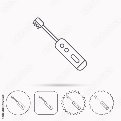 Electric toothbrush icon. Tooth cleaning sign.