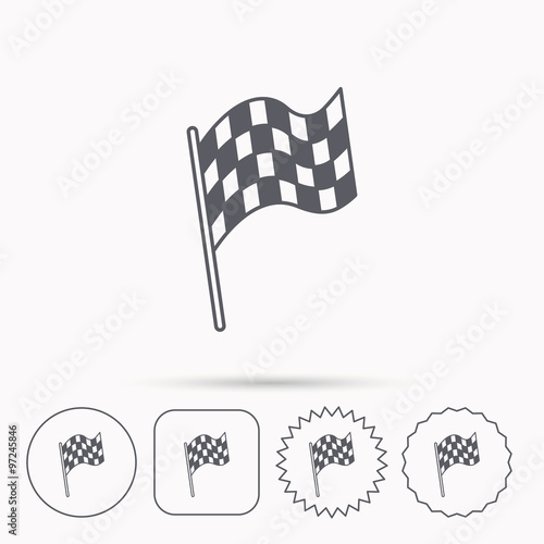 Finish flag icon. Start race sign.