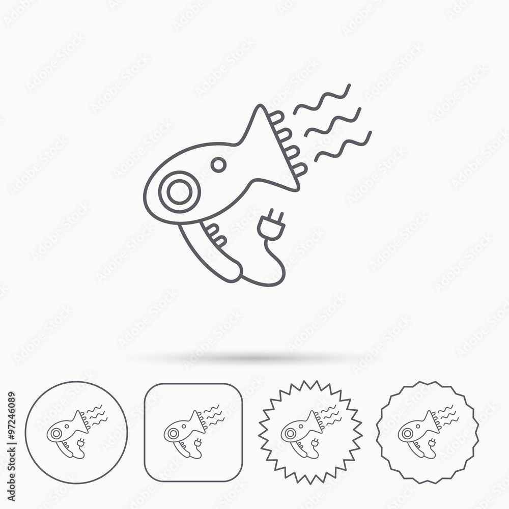 Hairdryer icon. Electronic blowdryer sign. Hairdryer icon. Electronic blowdryer sign.