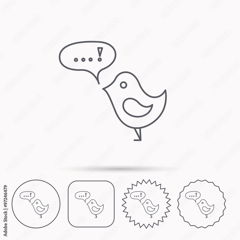 Bird with speech bubble icon. Short messages. Bird with speech bubble icon. Short messages.