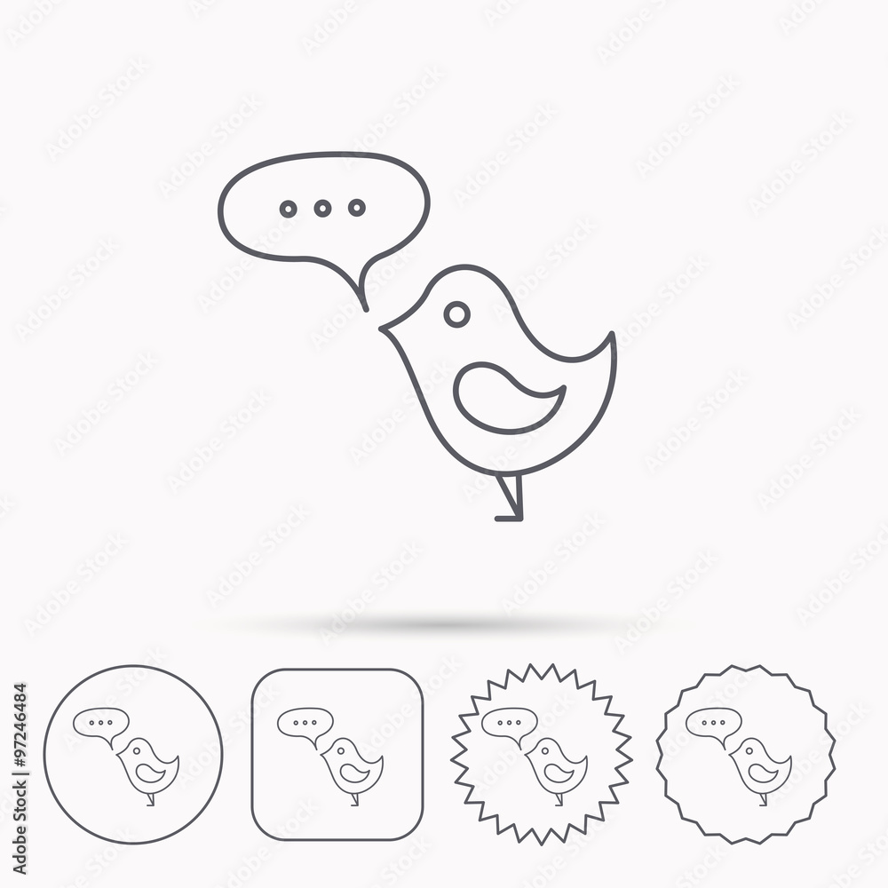 Bird with speech bubble icon. Short messages. Bird with speech bubble icon. Short messages.