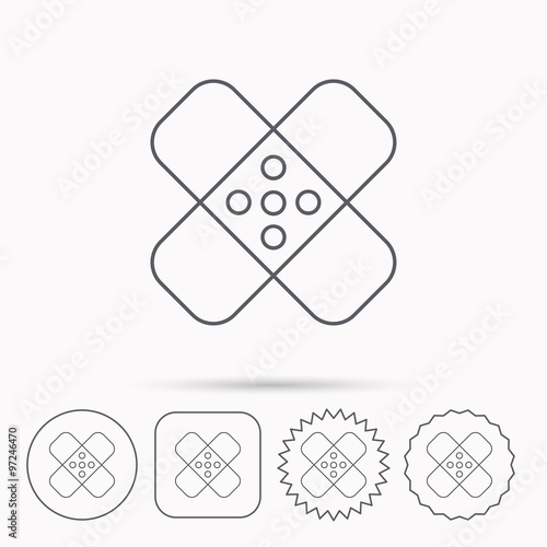 Medical plaster icon. Injury fix sign.