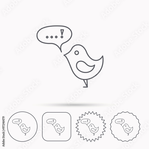Bird with speech bubble icon. Short messages.