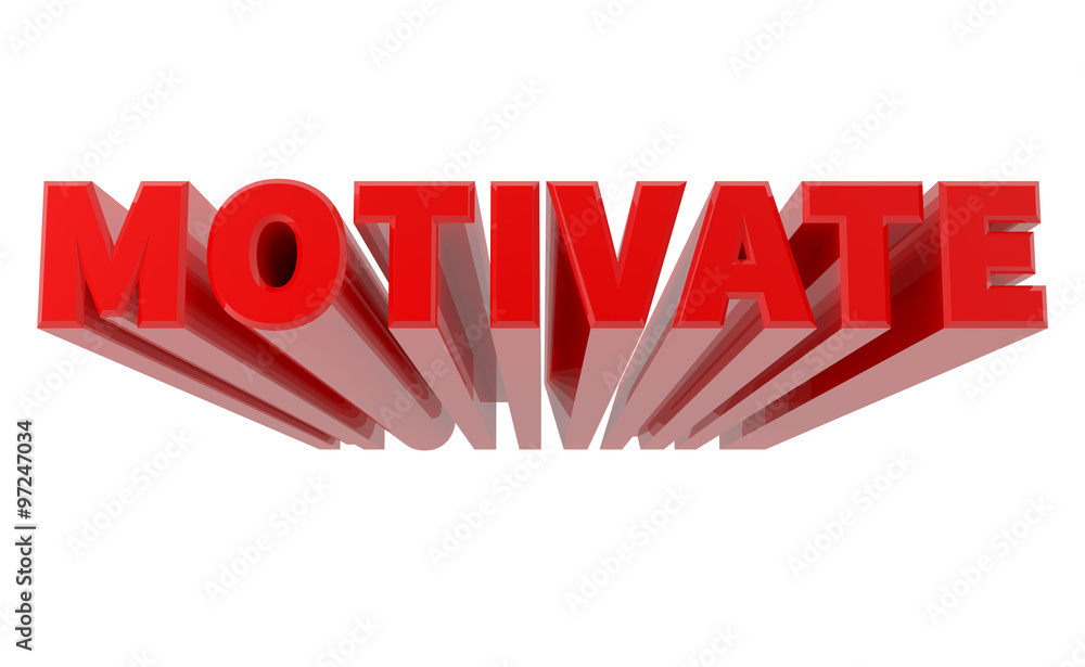 3D MOTIVATE word on white background 3d rendering