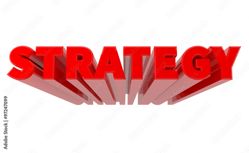 3D STRATEGY word on white background 3d rendering