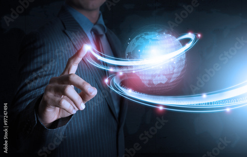 Smart hand push futuristic connection technology