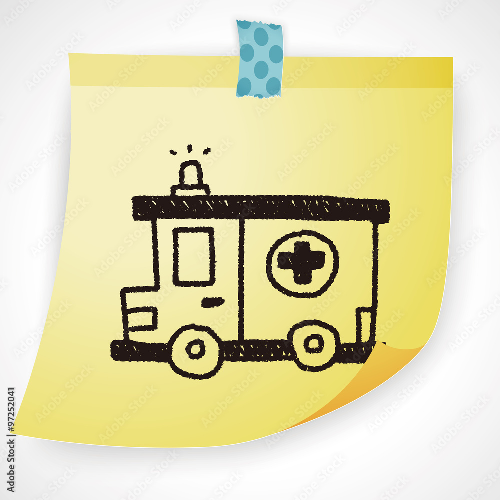 Fototapeta premium ambulance doodle drawing