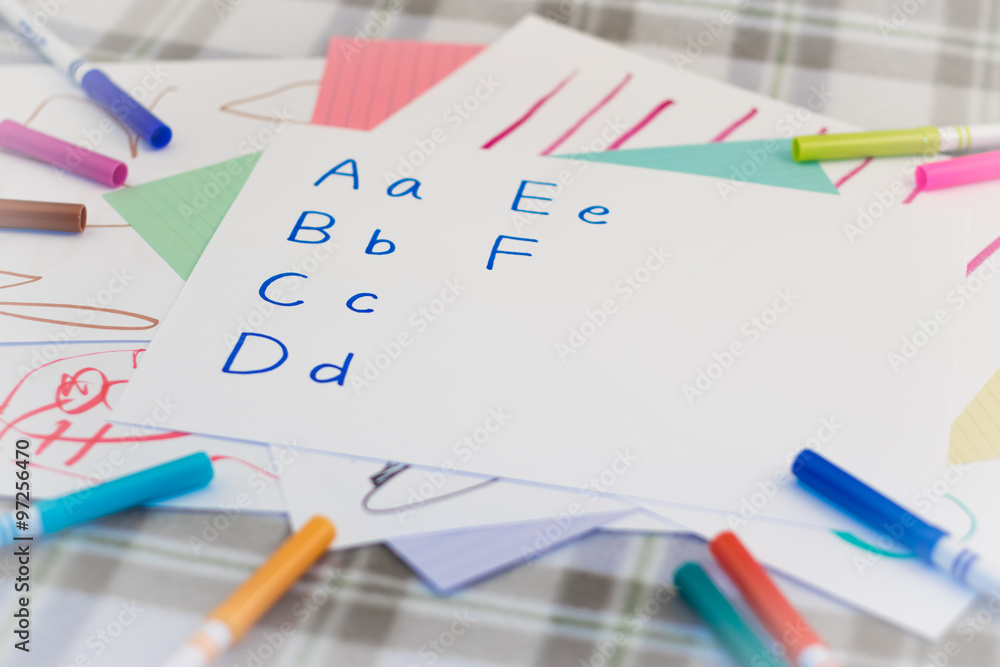 English; Kids Writing Some English Alphabet for Practice English; Kids Writing Some English Alphabet for Practice