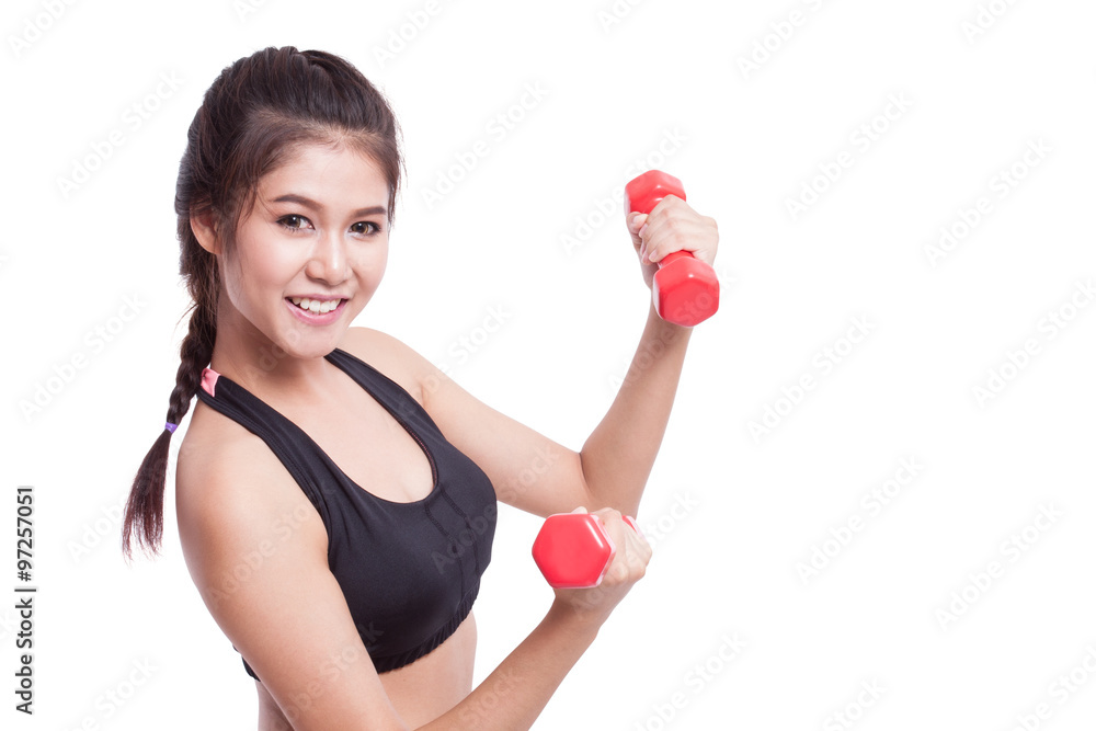 Sport woman doing exercise with lifting weights Sport woman doing exercise with lifting weights