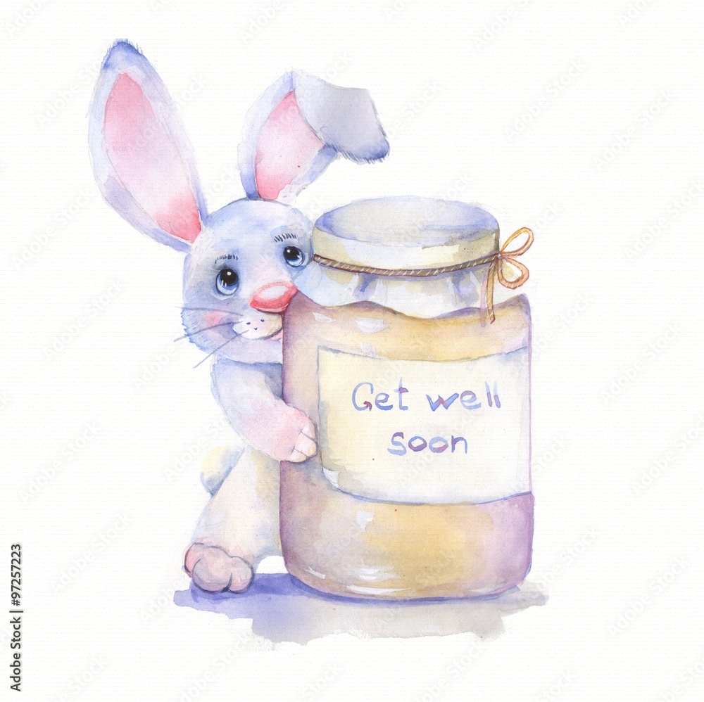 Obraz premium Get well soon 1. Watercolor card