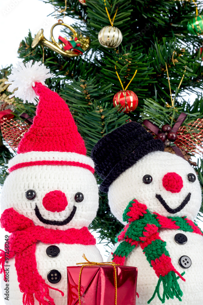 snow man with christmas decoration