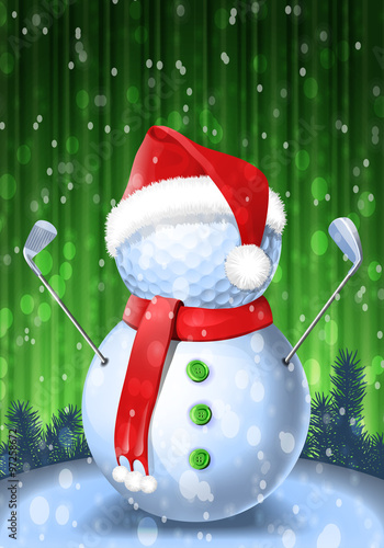 Snowman golfer with irons