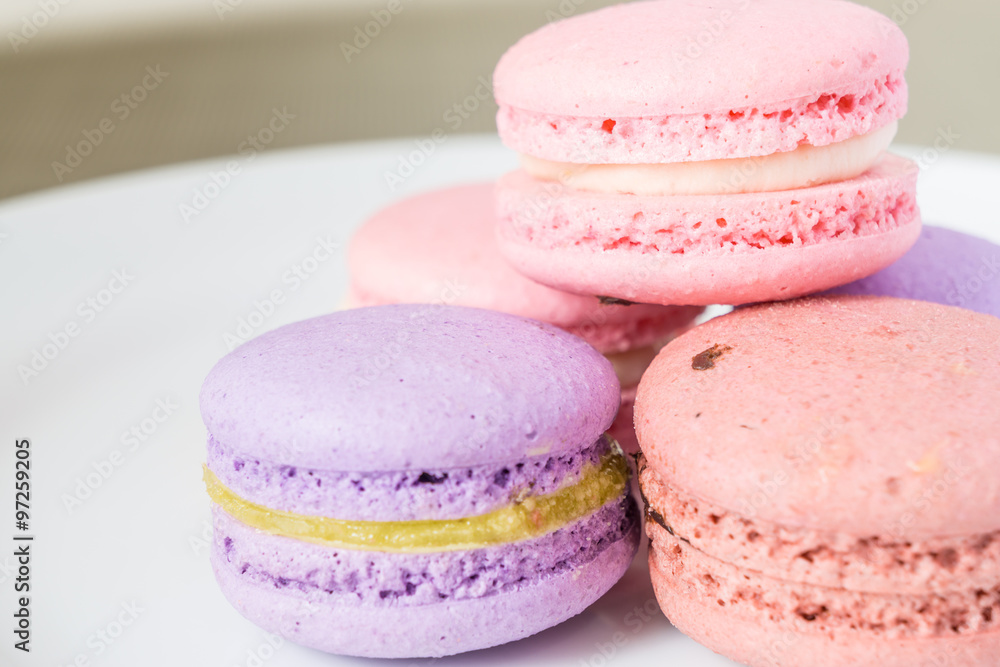 A french sweet delicacy, macaroons variety closeup. A french sweet delicacy, macaroons variety closeup.