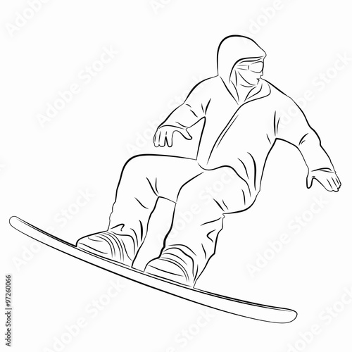 snowboarder man, vector sketch